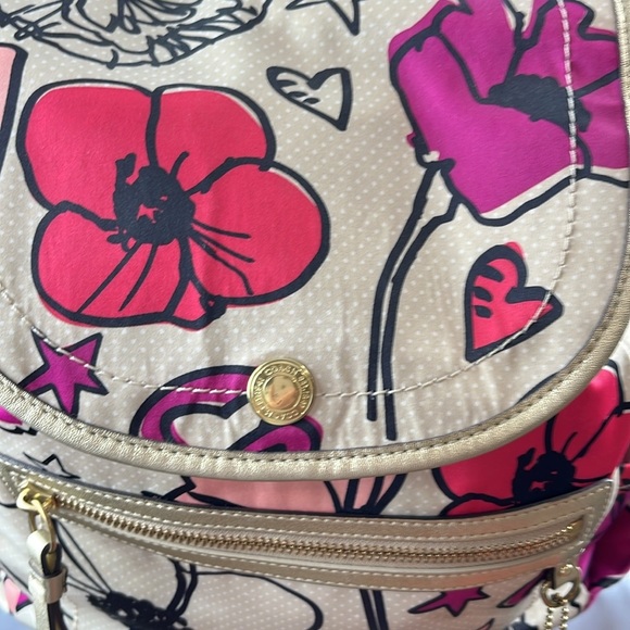 Coach Poppy Kyra Floral Fabric Backpack 81278-F19284 Cream Magenta Pink Fuchsia - Picture 2 of 16